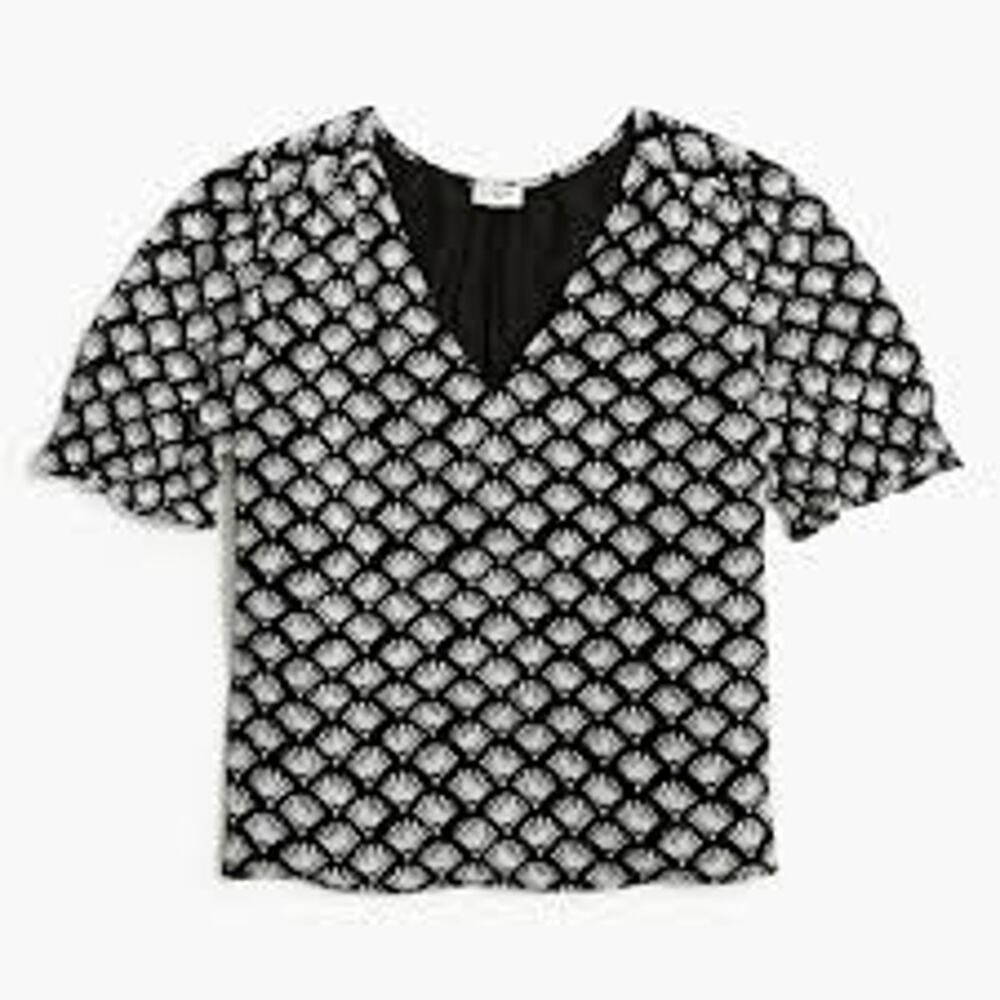 J.Crrew | Smocked crinkle puff-sleeve top | Medium